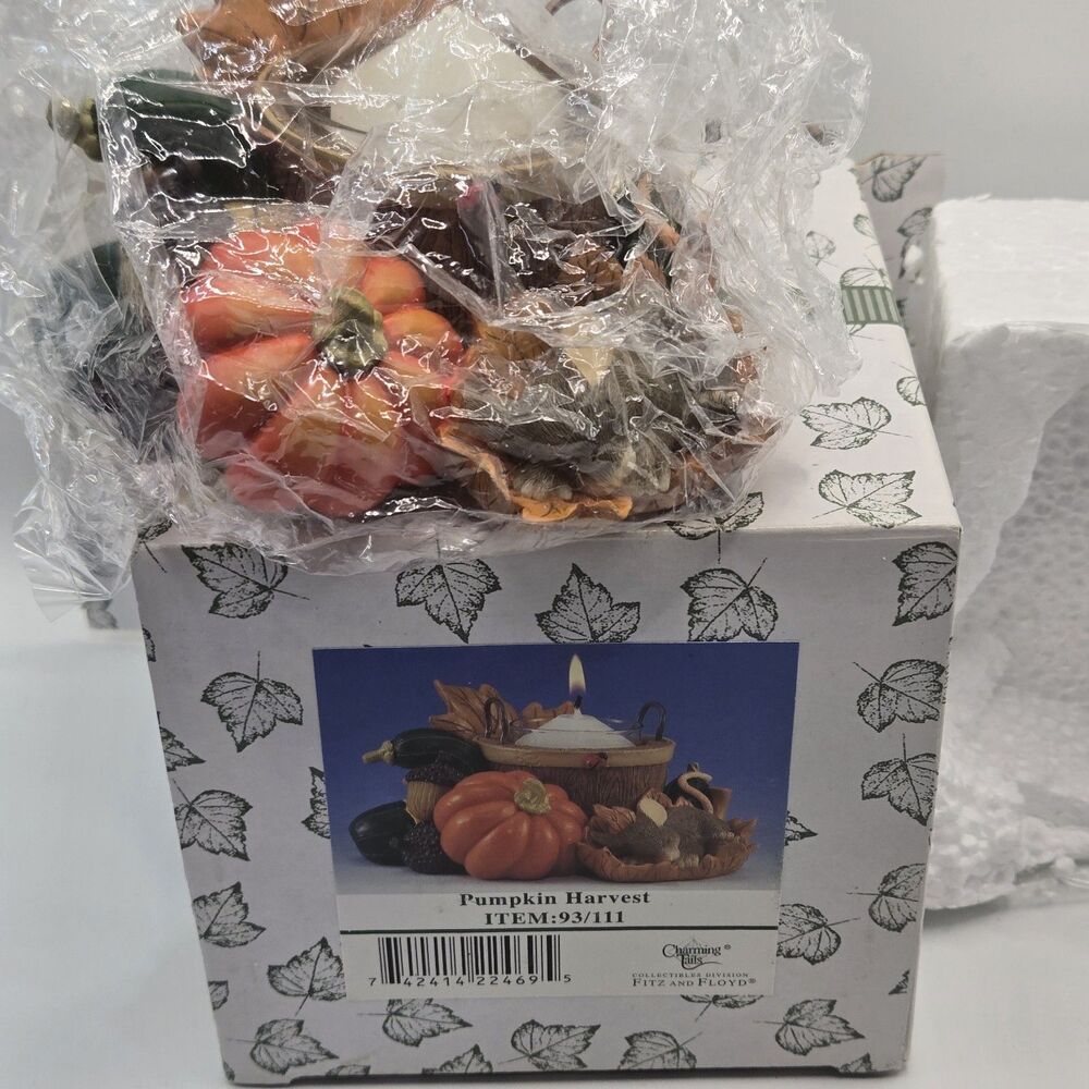 Charming Tails Fitz & Floyd Pumpkin Harvest Votive Candle Holder 93/111 w/ Box